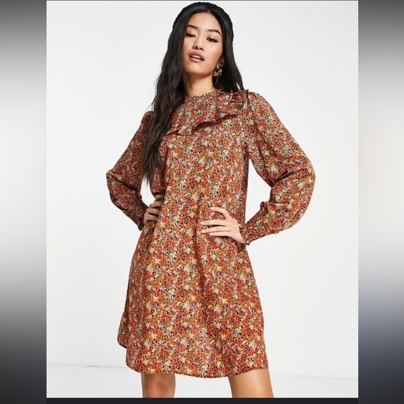 New Look mini dress in brown caramel print size 14 - Picture 1 of 5